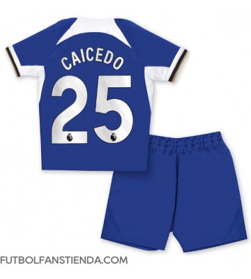 Chelsea Moises Caicedo #25 Primera Equipación Niños 2023-24 Manga Corta (+ Pantalones cortos)